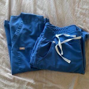Figs Blue Scrub Top and Pants
